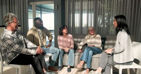 Inclusive Group Therapy Session with Diverse Adults