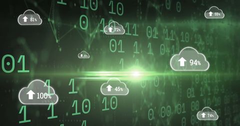 Digital Data Upload: Cloud Computing with Binary Code - Download Free Stock Images Pikwizard.com