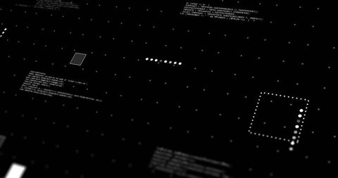 Futuristic hud interface showing minimal monochrome data grid, dotted mesh and geometric nodes