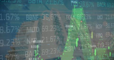 Dynamic Stock Market Data Overlayed on Skyscrapers - Download Free Stock Images Pikwizard.com