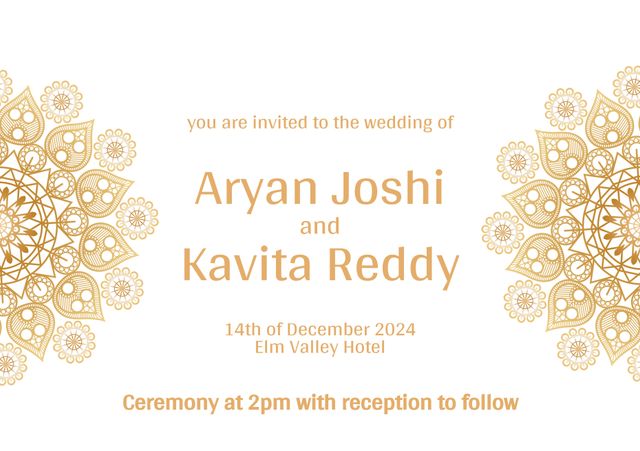 Elegant Gold Floral Wedding Invitation with Details for December 2024 Ceremony - Download Free Stock Videos Pikwizard.com