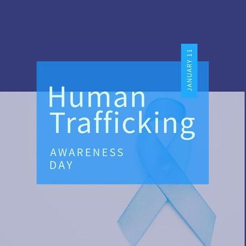 Human Trafficking Awareness Day Blue Ribbon Poster from Pikwizard