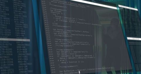 Javascript code on office monitor in dim workspace
