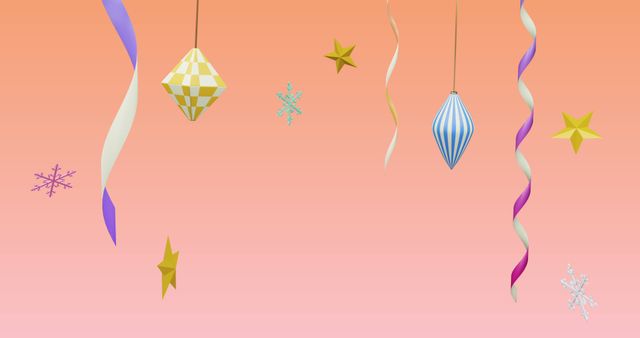 Festive Ornaments Hanging Against Colorful Pastel Background - Download Free Stock Images Pikwizard.com