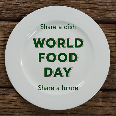 World Food Day Message on Empty Plate Supporting Food Security - Download Free Stock Templates Pikwizard.com