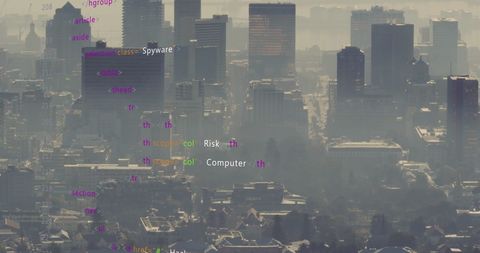 Digital Coding Overlay on a Modern Cityscape Background - Download Free Stock Images Pikwizard.com