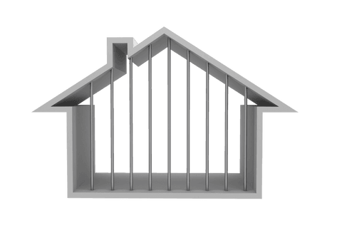 transparent house icon with bars symbolizing property security - Download Free Stock Videos Pikwizard.com