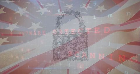 Cybersecurity and technology concept with usa flag background