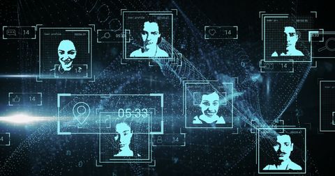 Digital Network with Identity Profiles and Secure Data Icons - Download Free Stock Images Pikwizard.com