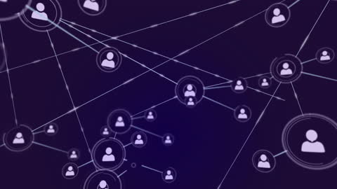 Digital Network with User Icons on Connected Lines