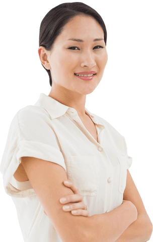 Confident Asian Woman with Arms Crossed on Transparent Background - Download Free Stock Videos Pikwizard.com