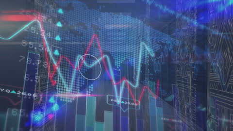 Global Data Visualization Overlaid on High-Tech Server Room