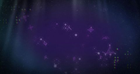 Glowing purple nebula sci-fi panel featuring hexagon motifs and neon green markers