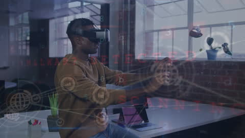 Innovative Man Experiencing Virtual Reality in Modern Office