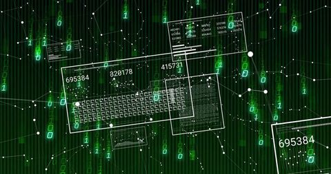 Futuristic Digital Interface with Binary Code Stream