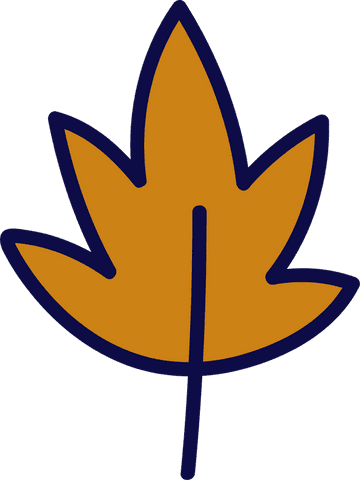 Stylized orange leaf icon with navy outline on transparent background
