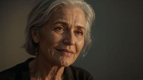 Thoughtful old people in gentle lighting portrait