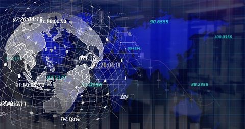 Global Data Processing Over Digital Interface Background - Download Free Stock Images Pikwizard.com