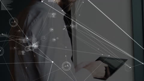 Businessman Handshake Amidst Digital Data Network Overlay
