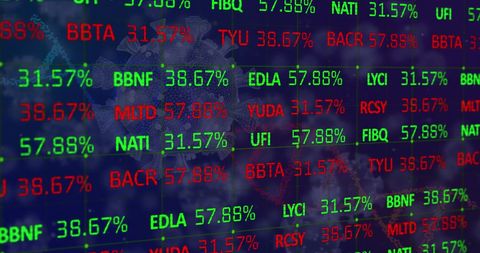 Financial Data Overlaid on COVID-19 Cells Visualizing Market Impact - Download Free Stock Images Pikwizard.com