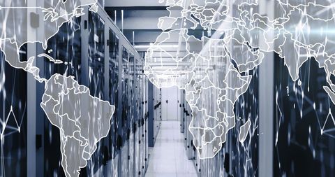 Global Connectivity and Data Networking in High-Tech Server Room - Download Free Stock Images Pikwizard.com