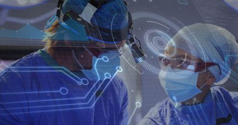 Surgeons using augmented reality in operating room