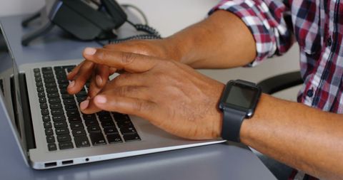 Close-up of Hands Typing on Laptop in Modern Office - Download Free Stock Images Pikwizard.com
