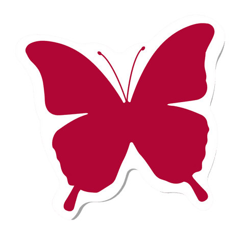 Red butterfly silhouette on transparent background