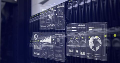 Digital Interface with Data Analytics in Server Room - Download Free Stock Images Pikwizard.com