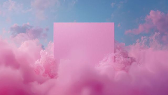 Floating Pastel Pink Panel in Surreal Cloudscape