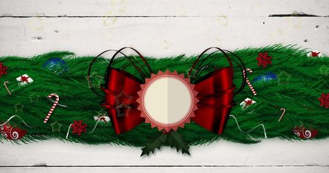 Festive christmas garland with red bows and star accents