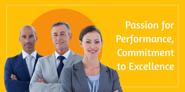 Three business professionals standing confidently side by side with bright background. Ideal for representing corporate values, teamwork, motivation, and leadership in business contexts. Great for use in corporate training materials, business presentations, and motivational content.