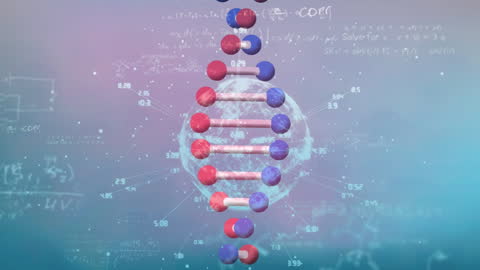 Digital DNA Helix with Futuristic Data Visualization