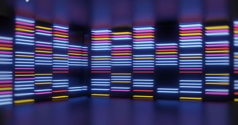 Futuristic Digital Interface with Multicolored Lights