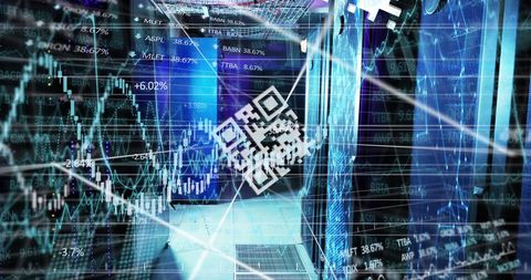Digital Data Interface in Server Room with QR Code Overlay - Download Free Stock Images Pikwizard.com