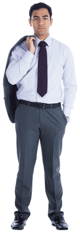 Confident Businessman Posing on Transparent Background