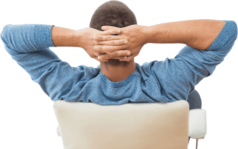 rear view of businessman relaxing with hands behind head in transparent background - Download Free Stock Videos Pikwizard.com