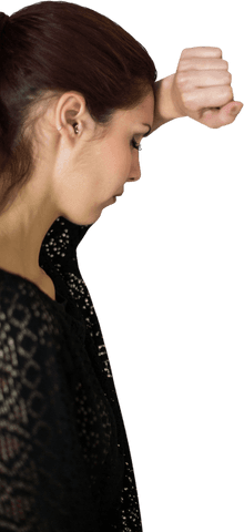 contemplative woman with eyes closed against transparent background - Download Free Stock Videos Pikwizard.com