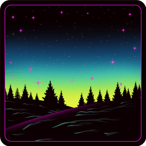 magenta stars over tree silhouettes on transparent night landscape - Download Free Stock Videos Pikwizard.com