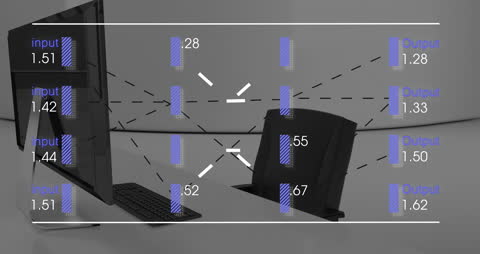 Data Processing Interface Overlaying Office Desk