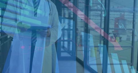 Doctor with Medical Data Overlay in Hospital Setting - Download Free Stock Images Pikwizard.com