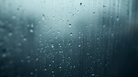 Raindrops Sliding on Windowpane with Urban Background