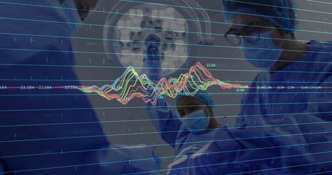 Surgical Team Analyzing Data in Advanced Operating Room
