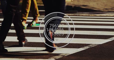 Urban Street Crosswalk with Digital Data Overlay Technology Concept - Download Free Stock Images Pikwizard.com