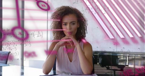 Young Woman Analyzing Data with Augmented Reality