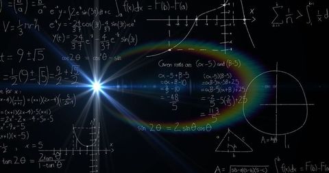 Bursting Light with Formulas on Chalkboard Creating a Vibrant Educational Aura