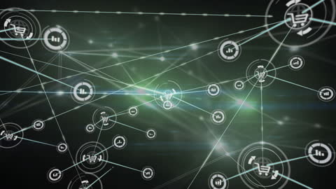 Digital Network with Shopping Cart and Chart Icons
