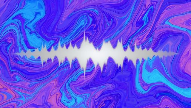 Abstract sound wave over vibrant swirled colors