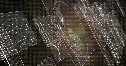 Futuristic Holographic Data Interface with Interactive Panels