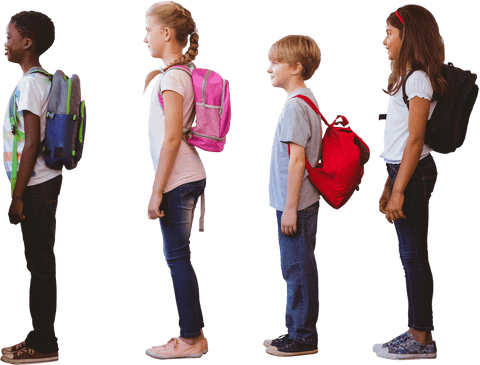 diverse schoolchildren standing with backpacks transparent background - Download Free Stock Videos Pikwizard.com